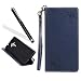 Produktbild Handyhülle für Huawei Mate 9,Lederhülle für Huawei Mate 9,Leeook Retro Elegant Dunkel Blau Prägung Schmetterling Rosette Rose Blume Blüte Muster Entwurf Flip Cover Wallet Brieftasche Hardcase Taschen Schalen Handy Tasche im Bookstyle mit Standfunktion Karten Slot und Magnetverschluß Flip Case Hülle PU Lederhülle für Huawei Mate 9 + 1 x Schwarze Eingabestift-Dark Blue