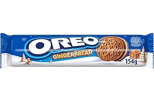 OREO Limited Edition Gingerbread Flavour Sandwich Biscuit With a Vanilla Flavour Filling, Festive Gingerbread Cookies, Perfect Christmas Treat for Sharing, 154 g (Pack of 1)