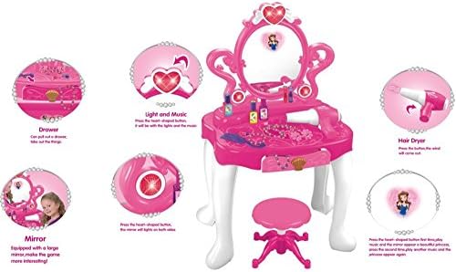 Kids Pink Electronic Princess Style Dressing Table Play Set With Light &amp; Sounds Toy Educational Childrens Play Toy Ride on Toys Set for Boys and Girls toys