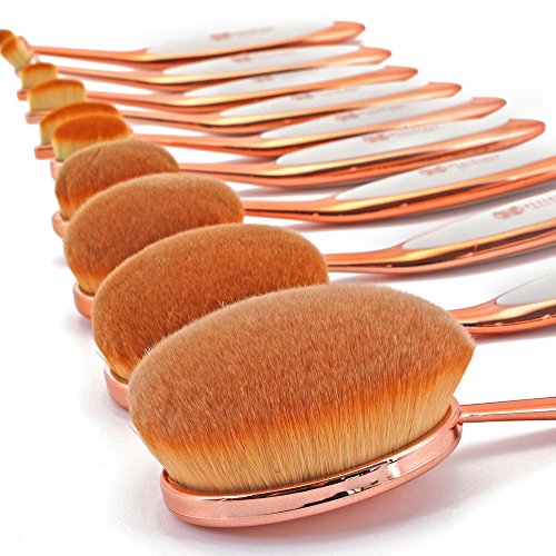 Neverland Beauty 10x Foundation Pinsel Puderpinsel Kosmetik Brush Grundierung Make Up Zahnburste Rose Gold - 6