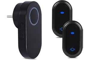 Anluomafuy Timbre Inalámbrico con 1 Receptor, Timbre para Puerta Largo Alcance de 180M, IP68 Resistente al Agua, 5 Niveles de Volumen (0-105dB), 60 Melodías, No Necesita Batería, Indicadores LED