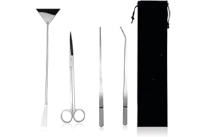 LUMITERRA Aquarium Kit Outil, INOX Aquarium Tank Plante Aquatique Outils, Scissors, Spatula avec Sac de Rangement Set pour Élagage d’Herbe d’Eau dans Réservoir Poissons et Plantes d'Aquarium