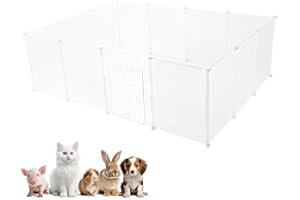 BUCATSTATE Small Animal Playpen 145 x 110 x 45cm, DIY Pet Fence C&C Cage Pen Enclosure Indoor Outdoor, Portable Large Plastic Yard Fence for Hamsters, Rabbits, Bunny, Puppy Dog (14 Panels)