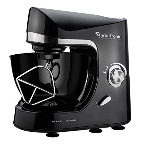 2000 Watt TurboTronic Küchenmaschine proMixPLUS mit Fleischwolf, Standmixer (1,5 Liter, Glasbehälter) und 5 Liter Edelstahl-Schüssel, 2,7 PS starker Motor, Rühr- und Knet-Maschine, Teigkneter - 2