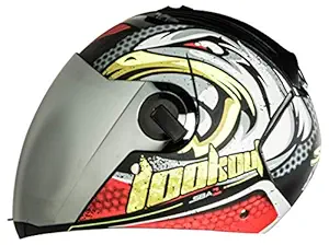 Steelbird SBA-2 Super Wings Helmet in Matt Finish Helmet Fitted with Clear Visor and Extra Chrome Visor (Large 600 MM, Matt Black/Red)