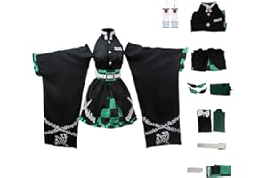 Juejuezi New Zenitsu Tanjirou Cosplay Costume Anime Kimono Halloween Off Shoulder Skirt Shinobu Outfit With Earings