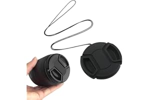 IUDWCG 2 tapas de lente de cámara con cuerda, kit auxiliar de tapa de lente, cubierta protectora, compatible con Nikon, Sony, Canon y otras lentes UV de cámara DSLR (52 mm)