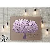 70x50 cm, 3D - Optik Leinwanddruck-Gästebuch, Hochzeitsbaum, Wedding Tree, Rustikales Gästebuch, Leinwanddruck - Baum, Keilrahmen und Holz Motiv