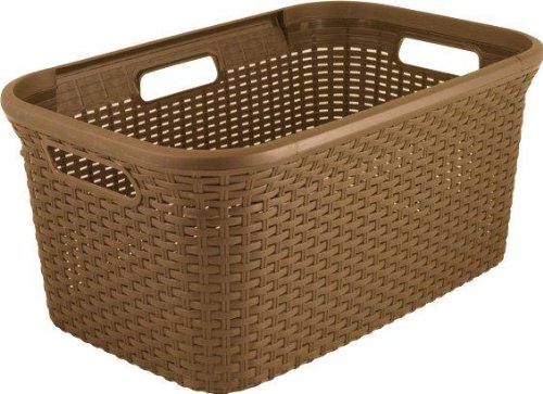 Rattan Optik curver Wäschekorb Korb Griff L 590 mm braun Wäschebox Wäschekiste Klammerkorb Camping