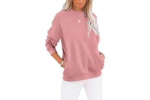 YUANXIAO Sweatshirt Damen Pullover Herbst Winter Rundhals Sweater Farbblock Pulli Langarmshirt Baumwolle Elegant Langarm Oberteile mit Taschen