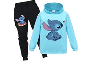 OAIXIUR Girls Outfit Blue Cat Printing Hoodie & Joggers Boys Sportswear Clothing Sets