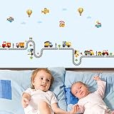 Wallpark Karikatur Auto Flugzeug Ballon Abnehmbare Wandsticker Wandtattoo, Kinder Kids Baby Hause Kinderzimmer DIY Dekorativ Kunst Wandaufkleber