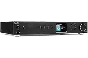 Audizio Adria DAB Internet Radio Tuner - All-In-One Digital Music Streamer with Bluetooth 5.0, DAB+, Spotify Connect, WiFi, FM, MP3 USB Playback, Black Aluminium Finish & Colour LCD Display