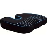 Wiforte Orthopedic Visco Seating Cushion &ndash; Coccyx Supported Hemorrhoids and Hemp Pillow | Elastic Seating Bagel, Black, Standard B