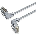 VENTION Cat.6A UTP Ethernet Patch Cable 10Gbps Transmission Rate Right Angle and 360 Rotate plug Oxygen-free Copper (Grey, 1 M)