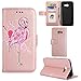 Produktbild Hülle Galaxy A3 2017 Flamingo Glitzer, Misteem Elegant Luxus Motiv Cartoon Anime Flip Klapphülle für Samsung Galaxy A3 2017 - Rosé Gold