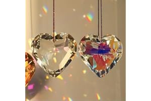 FAKEFACE 2 stück Kristalle Herz Sonnenfänger Kristallglas-Anhänger Kristall Prisma Suncatcher Regenbogen Kristalle Fensterkristall 45mm Prismenkugel Hängende Fenster Ornament Haus Garten Deko