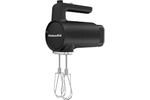 ‎KITCHENAID KitchenAid Handmixer kabellos - Go Cordless - Mit 7 geschwindigkeiten und soft start - 2 Edelstahl turborührbesen - 60 Minuten Nutzungsdauer pro Ladung - Schwarz - Mit Akku