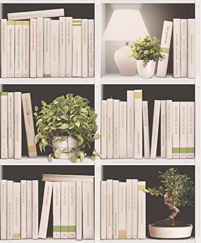 UGEPA J79307 - Papel pintado, diseño de estantería con libros, multicolor