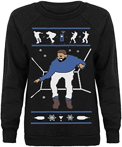 GF New Unisex Knitted Hotline Bling Drake Ugly Sweater Christmas Jumper (M/L, BLACK)