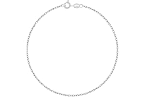 Planetys - Chaîne de Cheville Argent 925/1000 Rhodié Maille Forçat Diamantée 1.9 mm