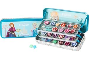 Lip Smacker Frozen Artisan Picnic Travel Beauty Tin, Zestaw Kosmetyków Kraina Lodu dla Dzieci na 3 Poziomach z Błyszczykiem do Ust, Cieniami do Powiek, Aplikatorami i Akcesoriami do Włosów