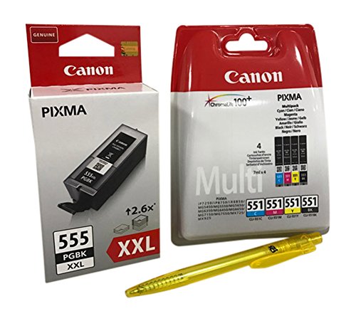 Original Druckerpatronen für Canon PIXMA iX6850, MX725/ 925 inkl. Kugelschreiber (black XXL + (4er))