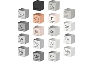 Nagoyuki 18 Stück Würfel Aus Metallelementen, 99,99% Hochrein, Sammlung Des Periodensystems der Elemente (0,39/10 Mm)