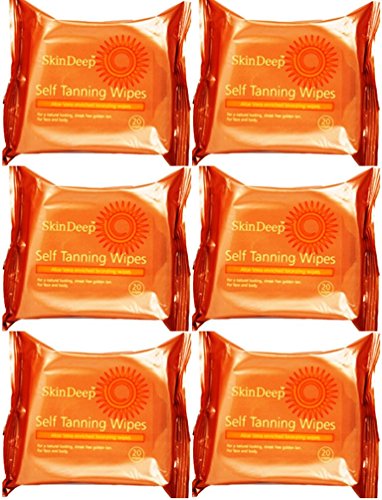 Skin Deep Self Tanning Wipes 20 Wipes x 6 Packs