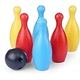 Play Nation Bowling Toy Set with 6 Pins and 1 Ball | Indoor Outdoor Sports Toy for Kids | Best Gifts for Baby Boys Girls Age 3 4 5 6 Years Old | Multicolor