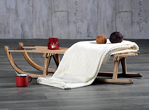 Lovely Casa p21391001 Zopf Plaid 130 x 160 100% PE 100% Baumwolle, elfenbein, 130 x 160 cm