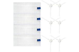 YUETTYY - Cepillo lateral HEPA para aspirador robot Rowenta Explorer 20 40 45 50 Series RG687 RR682 RR688, 4 filtros HEPA, 6 cepillos laterales