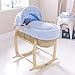 Clair de Lune Honeycomb Palm Wicker Moses Basket (Blue)