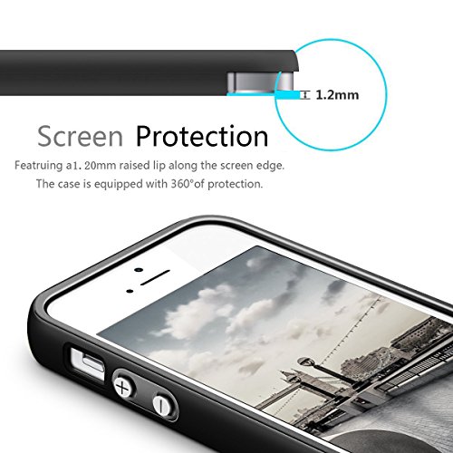 iPhone SE Case, 3 Color Hybrid Dual Layer Shockproof Case [Extra Front Raised Lip] Soft TPU & Hard PC Bumper Protective Case Cover for iPhone SE/5/5S [Light Grey]