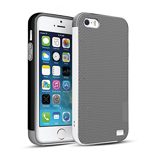 iPhone SE Case, 3 Color Hybrid Dual Layer Shockproof Case [Extra Front
Raised Lip] Soft TPU & Hard PC Bumper Protective Case Cover for iPhone
SE/5/5S [Light Grey]