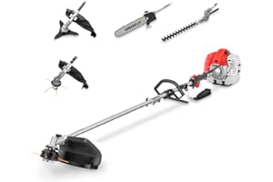 GREENCUT GM650X-5 - Desbrozadora Multifunción 5 en 1, Motor Gasolina 2 Tiempos, 5 Accesorios Intercambiables, Desbrozadora, Podadora y Cortasetos para Jardín