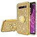 Produktbild Nadoli Glitzer Hülle für Galaxy S10 Plus,Kristall Diamant Strass Bumper mit 360 Ring Kickstand Silikon Schutzhülle Handyhülle Frauen Mädchen für Samsung Galaxy S10 Plus,Gold
