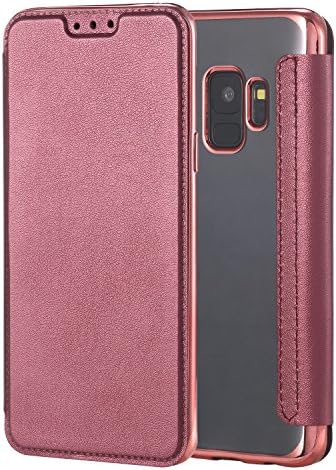 Galaxy S9 Case,S9 Case,Snewill Slim PU Leather Folio Flip Case with Card Slot &amp; Clear Soft TPU Back Cover for Samsung Galaxy S9 - Rose Red