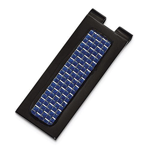 Preisvergleich Produktbild Meißel Edelstahl IP schwarzplattierter mit Blau Carbon Faser Geld Clip