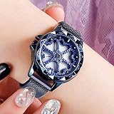 CHCUAN Damen-Armbanduhr, drehbar, Diamant-Zifferblatt, wasserdicht, Mesh-Stahl, einzigartiges Design, Analog, Quarz, Luxus Business-Kleid