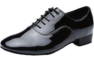 ZHENSI Scarpe da Ballo da Uomo in Pelle con Suola Intera Scarpe Oxford Moderne Latine con Fondo Morbido E Tacco Basso con Lacci