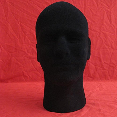 Tefamore Schwarz Männlich Kopf Modell,Styropor Schaum Schaufensterpuppe,Dummy-Perücke Brille Hut Display-Ständer - 6