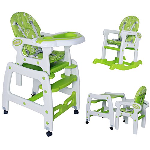 Seelux 3in1 High Chair Table & Chair Set Adjustable Rocking Chair (Green)