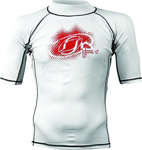 Flexifoil Male Adult Short Sleeve Thermal Lycra White Rash Vest, Ideal for Swimming, Diving, Kitesurfing and Surfing