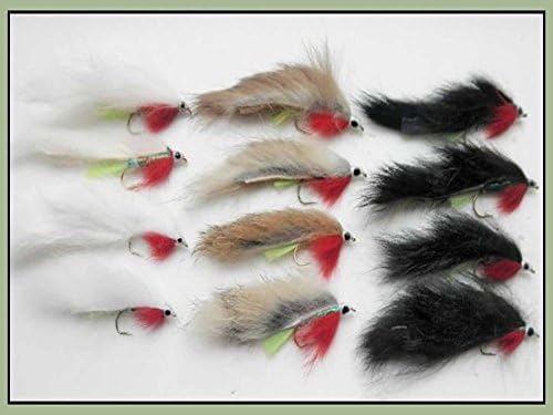 Zonker Trout Flies, 12 Pack, Three Colours, Green Belly Zonkers, Mixed 8/10