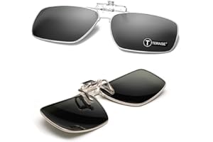 TERAISE Metallic Rim Polarized Clip-on Sunglasses Men’s Clip on Sunglasses With Flip Up Function Suitable Driving Outdoor Sports