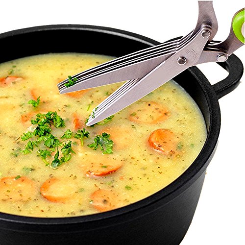 Kräuter Schere, Küche Lebensmittel Schere mit 5 Edelstahl Klingen und Reinigung Kamm Abdeckung für Gemüse Obst Kräuter Lebensmittel Schneiden, Hacken, Schneiden, Scheren - 5