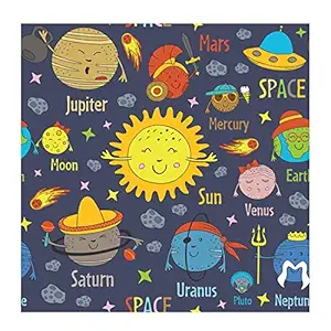 100yellow Solar System for Kids Room and classrooms Wallpaper (10 Sq Ft, Self Adhesive PVC Vinyl)