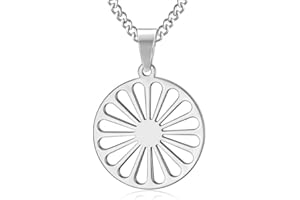BOBIJOO JEWELRY - Pendentif Collier Roue Chakra Drapeau Gitan Tsigane Manouche Voyageur Acier 316L Argenté Chaîne