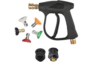 RJProducts 4350PSI Pressure Washer Gun with 5 Nozzle Tips & Karcher Quick Connector | M22-14mm Hose Fitting | Compatible with Karcher Pressure Washers | Jet Wash Trigger Gun for Car & Patio Cleaning